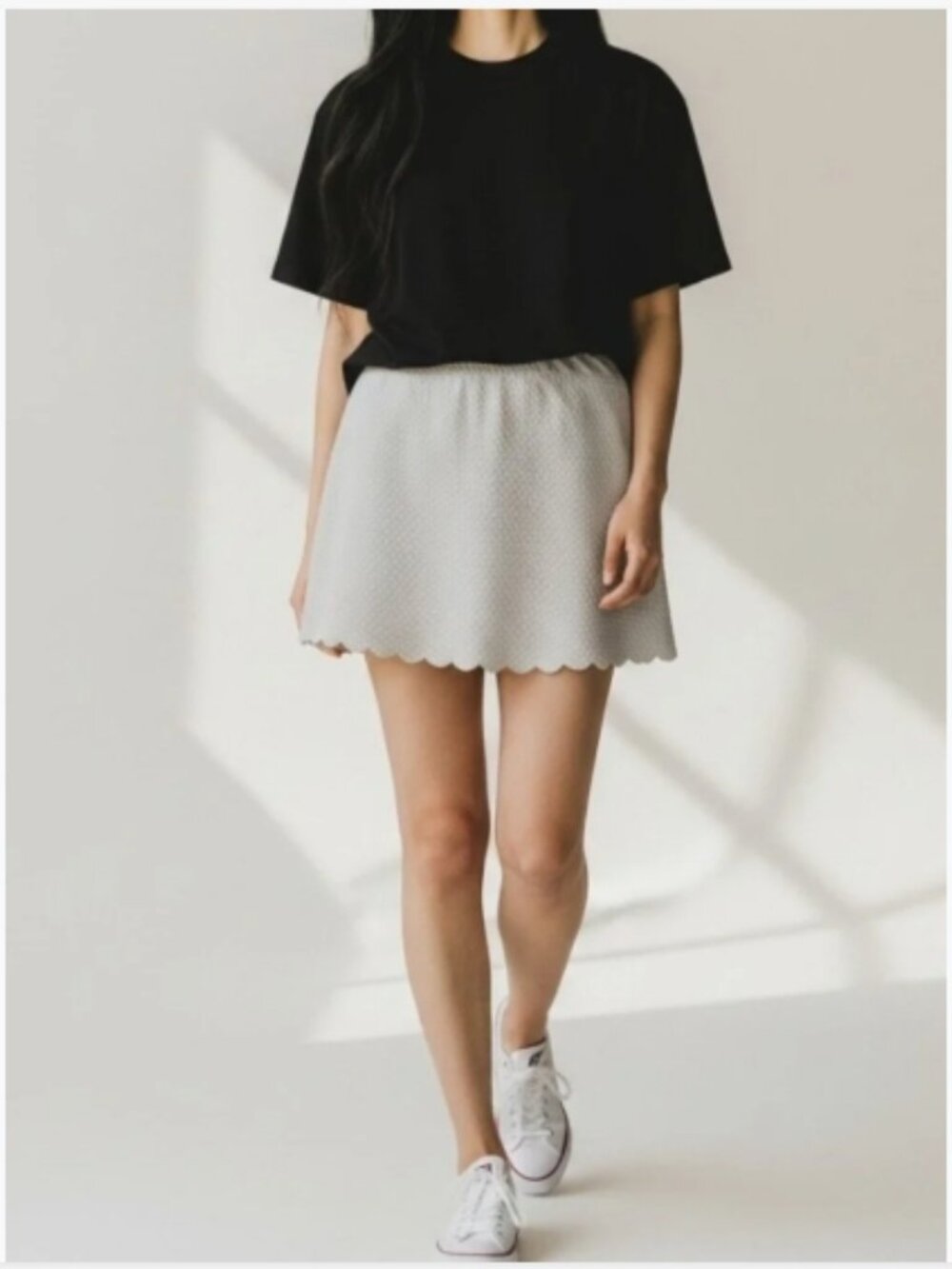 NWT Kate Spade New York Scalloped Hem Mini Skirt Textured White Size S